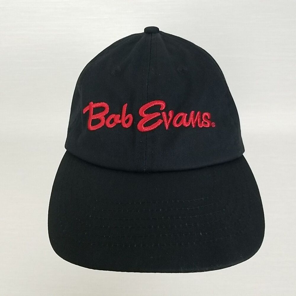 Bob Evans Employee Hat Black Adjustable Strapback Adult Cap Euc